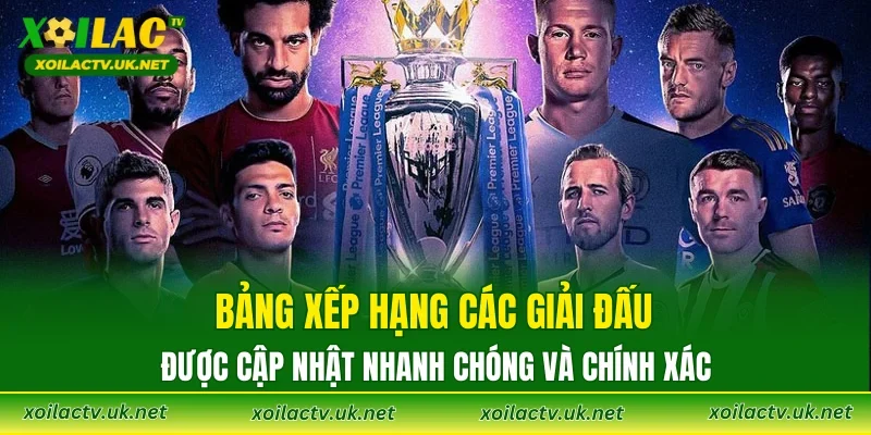 Bảng xếp hạng các giải đấu được cập nhật nhanh chóng và chính xác